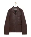 Loewe Camp-collar Logo-debossed Leather Jacket In Brown