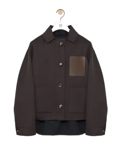 Loewe Workwear Jacket In Wool And Cashmere In Brown