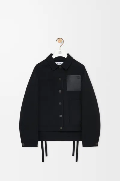 Loewe Cashmere Blend Workwear Jacket With Anagram Pocket In Black