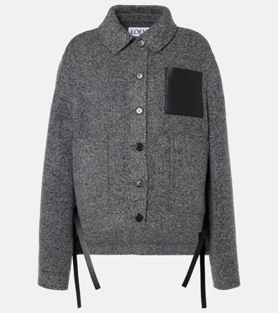 Loewe Workwear Leather-trimmed Wool-blend Jacket In Grey