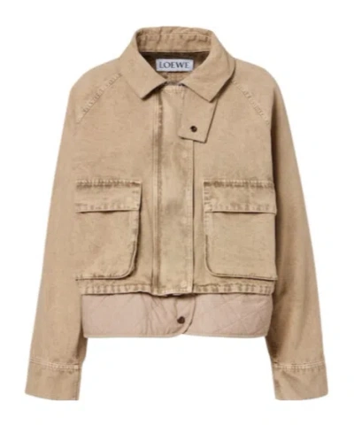 Loewe Workwear Pocket Denim Jacket In Brown