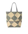 Loewe Puzzle Fold Diamond Xl Tote In Raffia In Nude