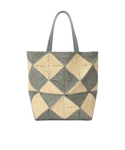 Loewe Woven Design Handbag In Nude