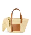 Loewe Nattan Raphia And Calf Skin Top-handle Handbag For Women In Beige