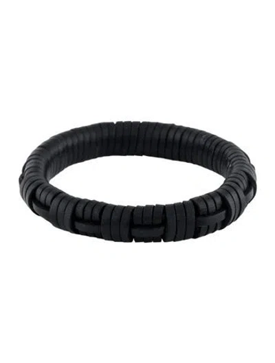 Pre-owned Loewe Woven Leather Bangle Bracelet In Black