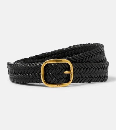Loewe Woven Leather Belt In Black