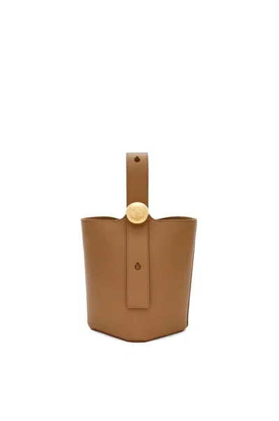 Loewe Woven Mini Bucket Bag In Brown