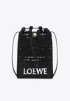 Loewe Drawstring Pocket Crossbody Bag In Raffia In Black