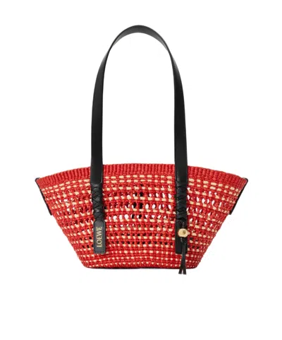 Loewe Woven Shoulder Bag In Red