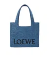 Loewe Logo Medium Tote Bag In Raffia In Light Blue