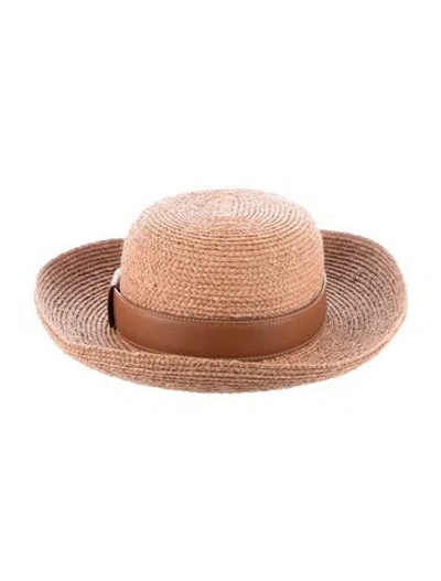 Pre-owned Loewe Woven Sun Hat In Brown