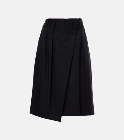 LOEWE WRAP COTTON AND SILK MIDI SKIRT
