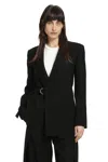Loewe Womens Black Peak-lapel Draped Wool And Leather Blend Jacket In Black
