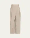 Loewe Pleated Trousers In Cotton And Silk In Neutral