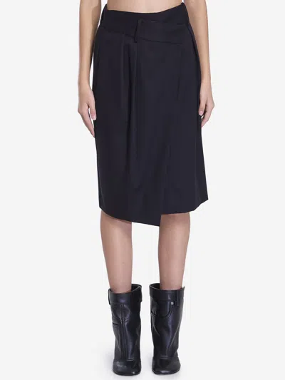 Loewe Wrap Skirt In Cotton And Silk In Black