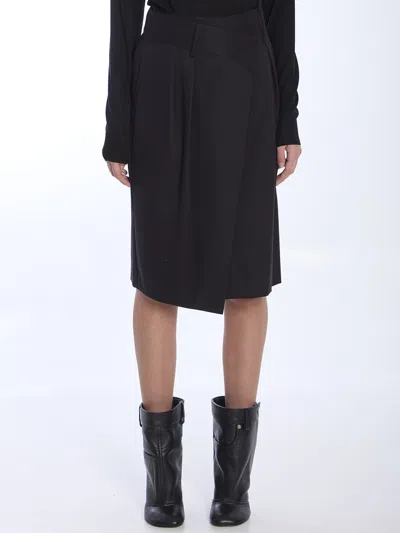 Loewe Womens Black Wrap-front High-waist Cotton-blend Mini Skirt