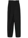 Loewe Anthracite Grey Wool Wide Trousers Women In Black