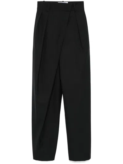 Loewe Wide-leg Wrap Wool Pants In Black