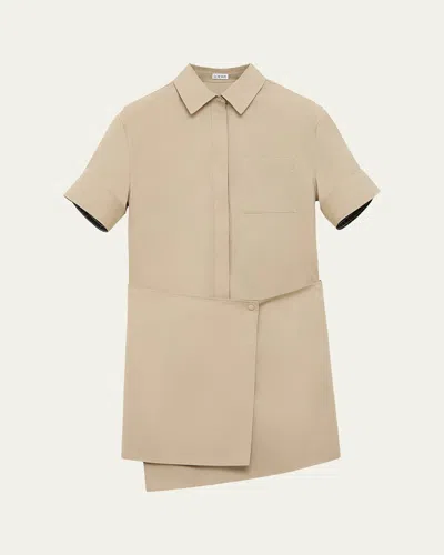Loewe Wrapped Short-sleeve Shirtdress In Neutral