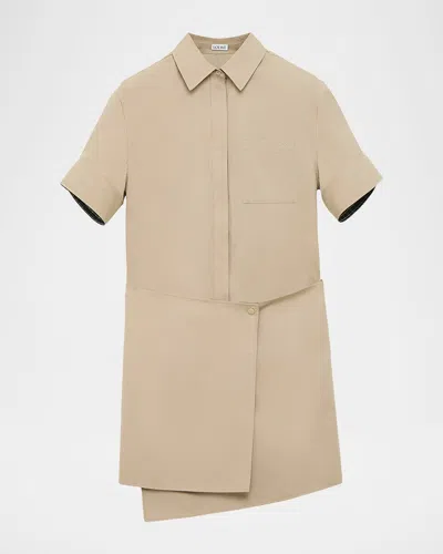 Loewe Wrapped Short-sleeve Shirtdress In Sand