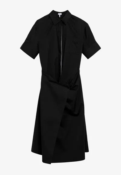 Loewe Wrap-style Midi Shirt Dress In Black