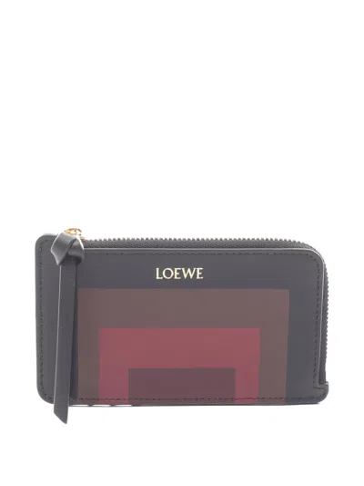 Pre-owned Loewe X Albers 2020s Leather Zip Card Holder In Black
