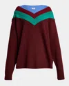 Loewe X Albers Layered V-neck Wool Sweater In Burgundy