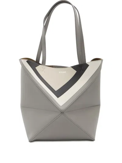 Loewe X Albers Medium Puzzle Fold Tote Bag In Gray