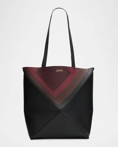 Loewe X Albers Puzzle Fold Tote Bag In Nappa Leather In Black