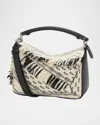 Loewe X Albers Puzzle Small Fringe Shoulder Bag In Woven Textile In Black