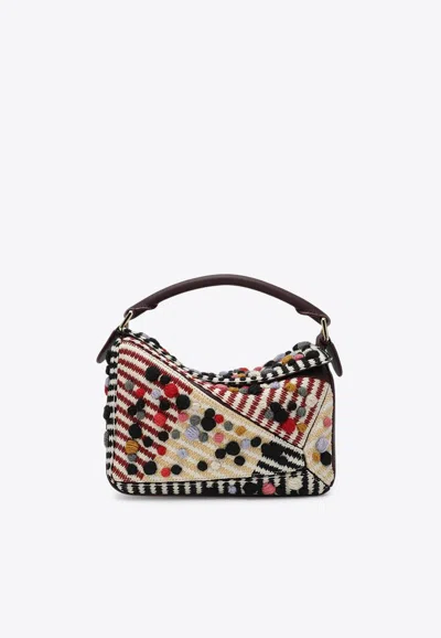 Loewe X Albers Small Puzzle 3d Embroidered Top Handle Bag In Multi