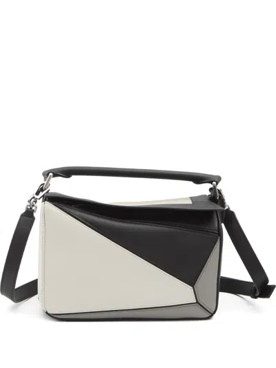 Loewe X Albers Small Puzzle Leather Tote Bag In Gray
