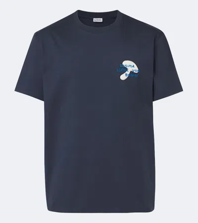 Loewe X Cosima Von Bonin Logo Cotton Jersey T-shirt In Blue