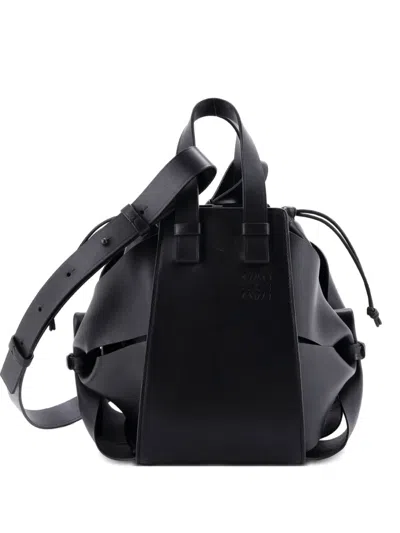 Pre-owned Loewe X Hafu Matsumoto Hammock Bag Leather Compact Satchel In Black