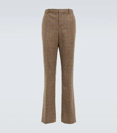 Loewe X Howl's Moving Castle Checked High-rise Wool Pants In Beige/blue/black