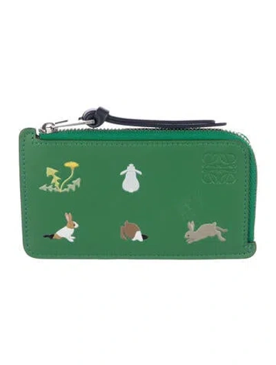 Pre-owned Loewe X Howl's Moving Castle Leather Wallet In Green