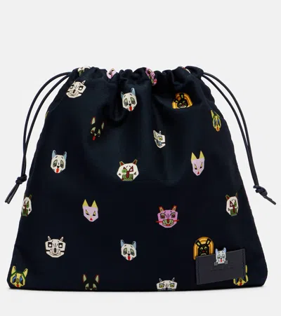 Loewe X Louis Wain Cat Small Denim Pouch In Blue