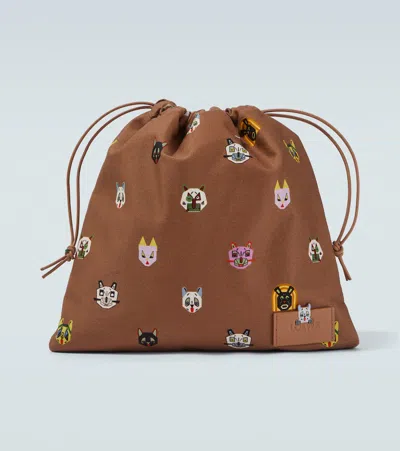 Loewe X Louis Wain Cats Leather-trimmed Pouch In Brown