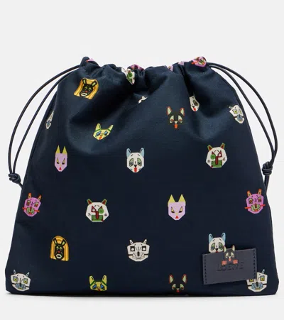 Loewe X Louis Wain Cats Small Canvas Pouch In Blue