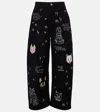 Loewe X Louis Wain Embroidered Wide-leg Jeans In Black