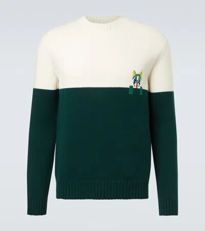 Loewe X Louis Wain Embroidered Wool Sweater In Green