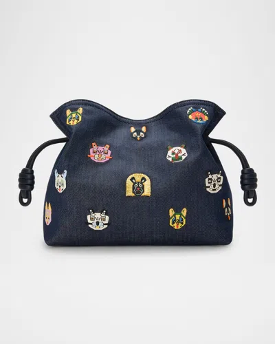 Loewe X Louis Wain Flamenco Clutch Bag In Denim