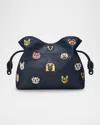 Loewe X Louis Wain Flamenco Cats Medium Canvas Clutch In Blue
