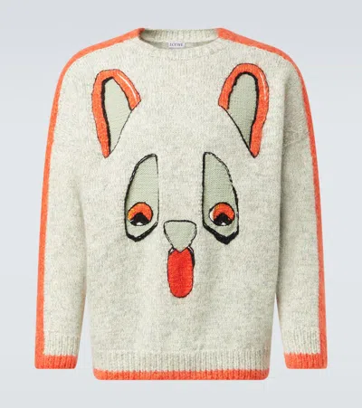 Loewe X Louis Wain Intarsia Wool-blend Sweater In White