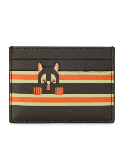 Loewe X Louis Wain Leather Futurist Cat Card Holder In Brown