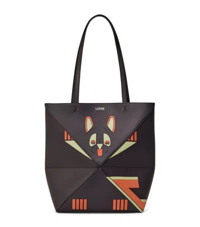 Loewe X Louis Wain Leather Puzzle Fold Tote Bag In Multi