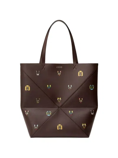 Loewe X Louis Wain Puzzle Fold Cats Tote Bag In Brown
