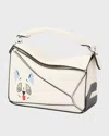 Loewe X Louis Wain Puzzle Futurist Cats Crossbody Bag In Leather In White