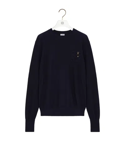 Loewe X Louis Wain Wool-blend Anagram Cat Sweater In Blue