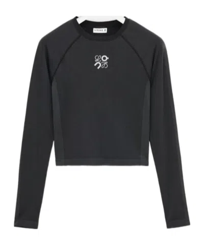 Loewe X On Brown Long-sleeve Knit Top In Black